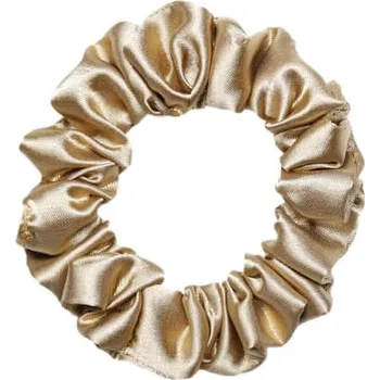 MURU Úzká Saténová Scrunchie gumička - Krémová Zlatá Lesklá