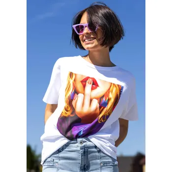 Hailys dámské oversized triko Lia s potiskem bílé Velikost: XXL