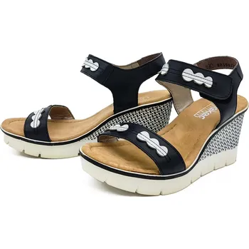 Dámské sandále Dámské kožené sandálky 68599 RIEKER modrá Barva: blue, Velikost: 39