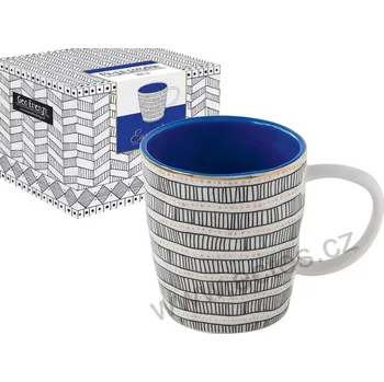 Easy Life GEO ENERGY BLUE porcelánový modrý hrnek geometrický vzor 350ml