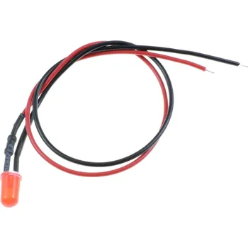 Elektronická součástka LED Dioda 5mm s rezistorem, 20cm, Červená difuzní 15-24 V DC