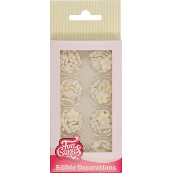 Jedlá dekorace na dort Bílé květinky 64ks