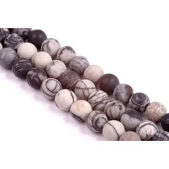 Korálek Přírodní černý hedvábný kámen matný č.270 (8mm)