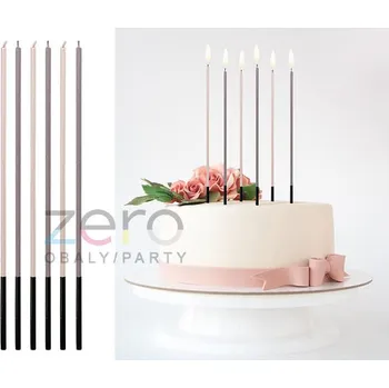 Dortová svíčka Svíčka narozeninová 0,3 x 17 cm (6 ks) - fialová/stříbrná (mix)