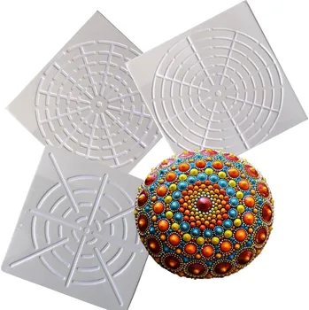 Malovaný kamínek - Plastové šablony na tvoření mandal 3 ks