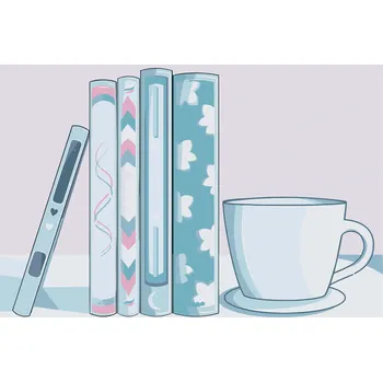 Malování podle čísel - Káva a knížky Velikost: 20x30cm, Rámování: Pouze srolované plátno