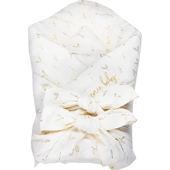 Zavinovačka ENIE BABY mušelínová zavinovačka 80x80cm Béžová se zlatými lístky