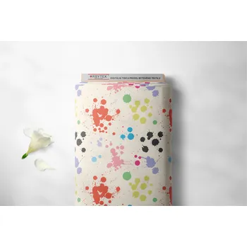 Orbytex Kočárkovina metráž šíře 160 cm, nepromokavá látka, vzor kaňky na smetanové