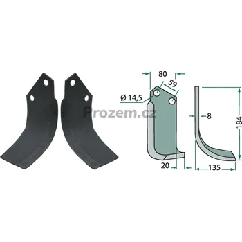 Pracovní nůž Frézovací klenutý nůž levý pro Sicma, Tortella, 59/14,5/184 mm