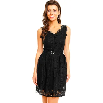 Dámská móda Společenské šaty MAYAADI Deluxe krajkové s páskem černé - Černá - MAYAADI černá S