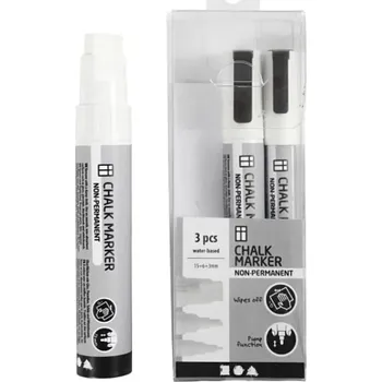 Sada křídových popisovačů bílé - 3 tloušťky