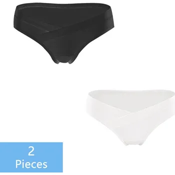 Těhotenská podprsenka Těhotenské kalhotky 2 ks (různé barvy 1) s vykrojením pod bříškem Barva: černá+bílá, Velikost: M