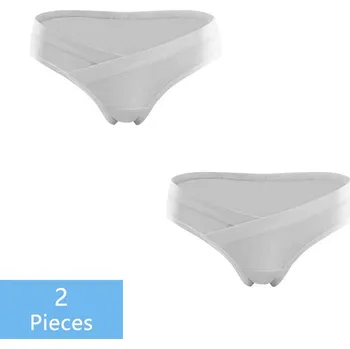 Těhotenská podprsenka Těhotenské kalhotky 2 ks (další barvy) s vykrojením pod bříškem Barva: Šedá, Velikost: L