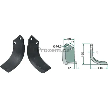 Fréza Frézovací klenutý nůž pravý pro Celli, 722537, 57/14,5/195 mm