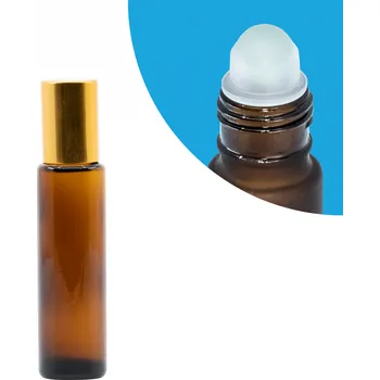 BEWIT Roll-on lahvička hnědá lesklá, 15 ml, zlatý uzávěr