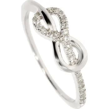 Prsten Zlatnictví Helios Prsten bílé zlato nekonečno s Diamanty