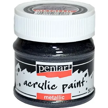 Speciální výtvarná barva Metalická akrylová barva PENTART 50ml - třpytivá stříbrná