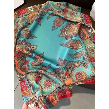 Šátek Hedvábný šátek tyrkysovo-barevný 68x68 cm v dárkovém balení, WHITE ORCHID