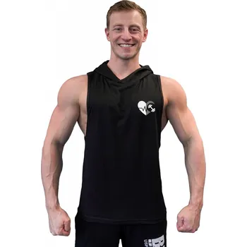 Pánské tílko Tílko s kapucí Superhuman malé logo - IRON IN HEART - černá Černá M