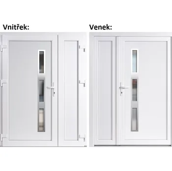 Vchodové dveře Dvoukřídlé vchodové dveře plastové Soft Venus Inox+Panel Plný, Bílá/bílá, 130x200 cm, levé