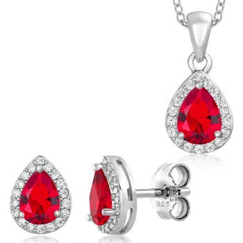 Souprava šperků SOFIA stříbrný set náušnice, přívěsek a řetízek COEZB108353+COPZB108350