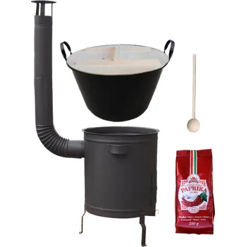 Outdoor vaření Smaltovaný kotel 80 L + silná kovová kotlina 60 cm (1,5 mm) STRONG žáruvzdorná barva PLUS 600 + sladká paprika GURMÁN 250 g