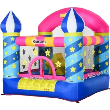 Skákací hrad Outsunny Samonafukovací skákací hrad pro děti 195 x 195 x 215 cm 342-024V90