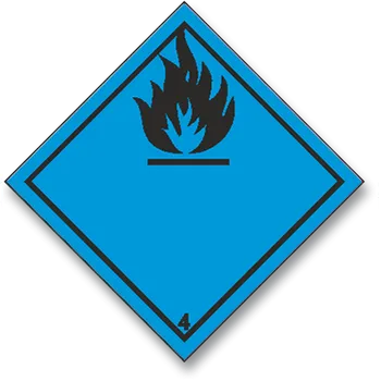 Značení ADR 4.3 - Látky vytvářející hořlaviny stykem s vodou - černý plamen - samolepka 250 x 250 mm