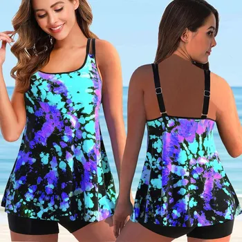 Dámské plavky Dámské plavky dvojdílné - tankini plus size (XS-6XL) (1-8) Barva: fialová (8266-purple), Velikost: XXXL