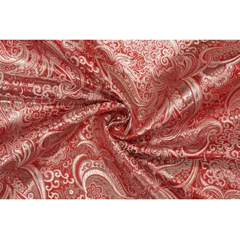Brokát - Karmínově červený se sříbrným vzorováním