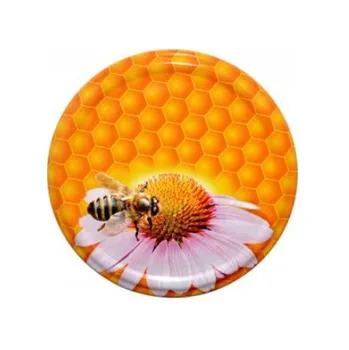 Víčko na zavařovací sklenici BE-EQ Víčko na sklenice TO-82 se závitem včela/květina