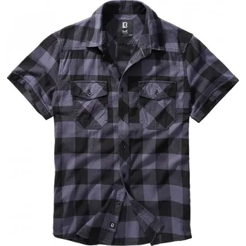 Pánská košile Brandit Checkshirt Halfsleeve černá/šedá XXXL