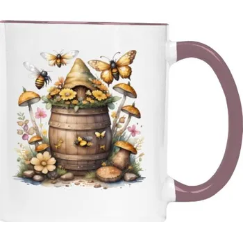 Hrnek malý barevný s potiskem soudek medu