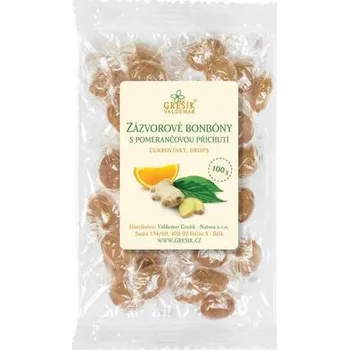 Bonbon Zázvorové bonbóny s pomerančovou příchutí 100 g - Valdemar Grešík (Cukrovinky, Drops)