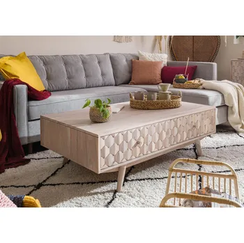 Konferenční stolek MOSAIC Konferenční stolek z akácie 120x70x40, bílý, lakovaný