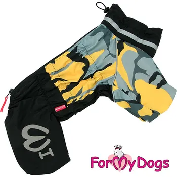 Obleček pro psa FOR MY DOGS pláštěnka YELLOW CAMOUFLAGE, černo-žlutá/CAMO Velikost: 10/XS