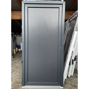 Vchodové dveře SOFT vchodové plastové dveře LANKA ekonomy, plné hladké antracit/bílá, 88x200 cm, (jednokřídlé plné plastové dveře 88x200 cm, vč. rámu)