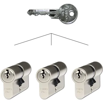 Dveřní kování Stavební cylindrická vložka - 3 kusy na jeden klíč (Set 3 ks stavebních 5stavítkových cylindrických vložek na společný uzávěr)