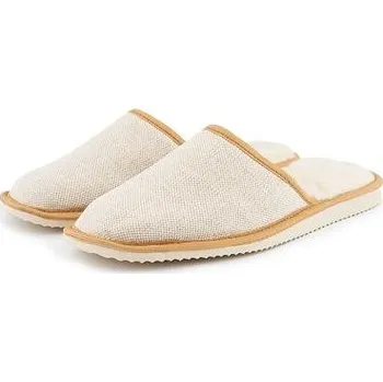 Pánské pantofle Vlnka Pánské lněné pantofle s ovčí vlnou přírodní velikost obuv dospělí 43