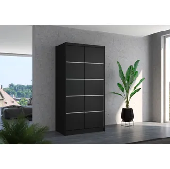 Šatní skříň Šatní skříň s posuvnými dveřmi Riva - 100 cm Barva: Černá