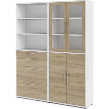 Knihovna Nábytek PEGAS s.r.o. Regál OFFICE 80400/132, Bílá/Dub sonoma