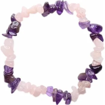 Náramek Ametyst a růženín náramek sekaný obvod cca 16 až 21 cm