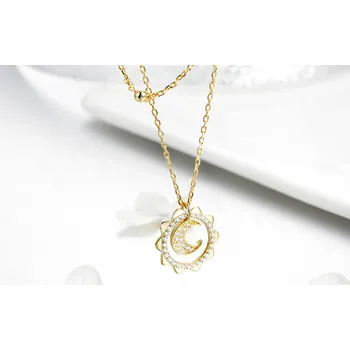 Náhrdelník For Silver Dvojitý pozlacený náhrdelník Měsíc a Slunce - Stříbro 925