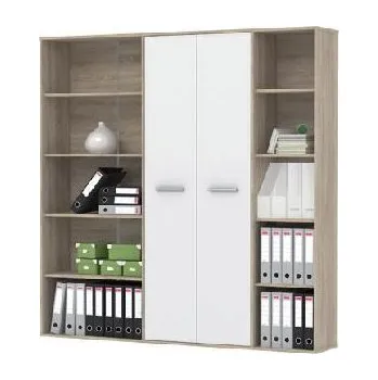 Policová skříň Kancelářská skříň s regálem MAURUS MA50 dub sonoma/bílá