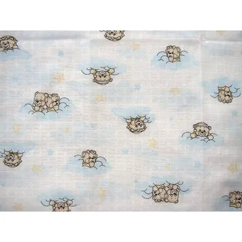 Přebalování Dětská látková plena s potiskem 70 x 70 - Méďa na obláčku - růžový kabátek) - český výrobek