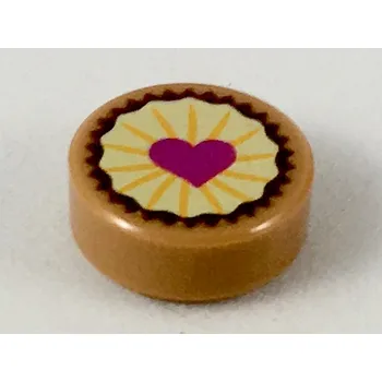 Hračka 98138pb094 Medium Nougat Tile, Round 1 x 1 with Pastry (Střední nugátová dlaždice, kulatá 1 x 1 s pečivem)