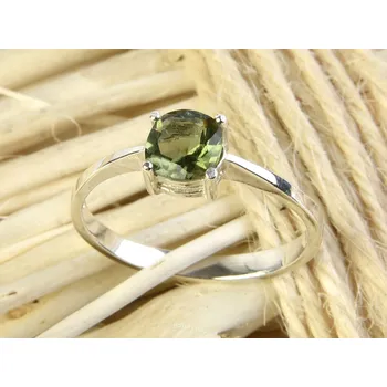 Prsten Vltavín prsten kulatý 6mm standard brus Ag 925/1000 + Rh