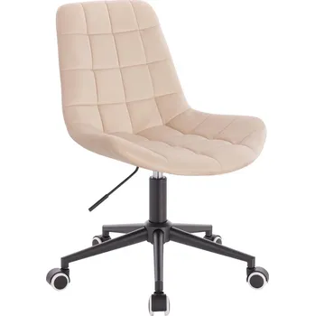 Otočné křeslo Voss velur na černé podstavě s kolečky krémová