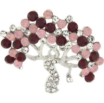 Brož Brož - strom života s broušenými kamínky, červené barvy 9001673-4