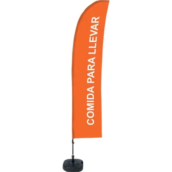 Beach Flag Budget Wind Complete Set Take Away Orange Spanish ECO